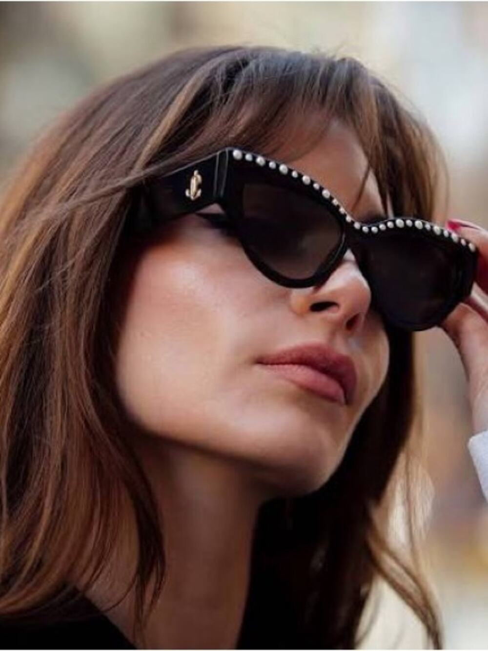New Jimmy Choo SONJA/G/S Black Cat-Eye Sunglasses with Crystal Stud Trim